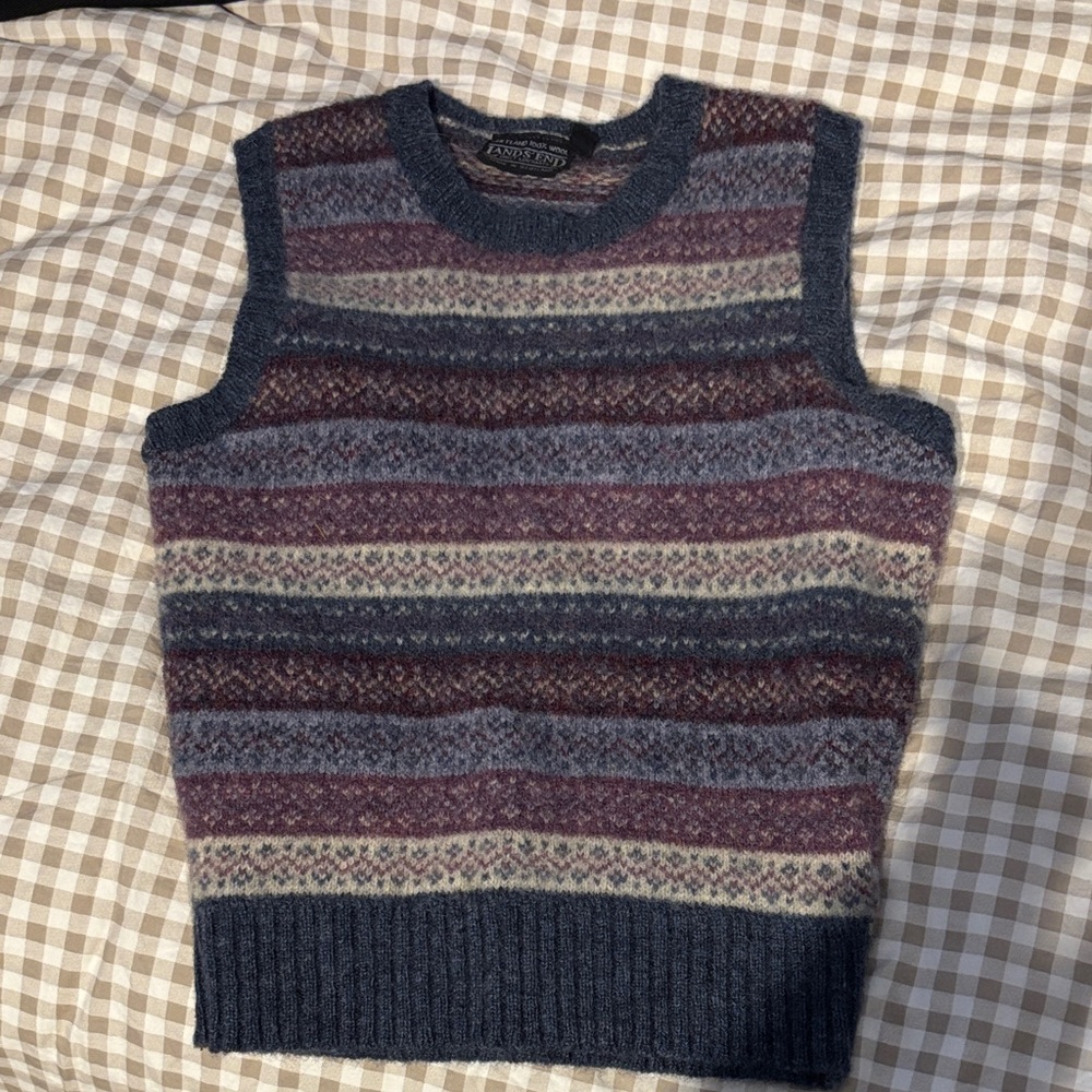 Vintage Lands End Women’s Striped Sweater Vest - Multicolor